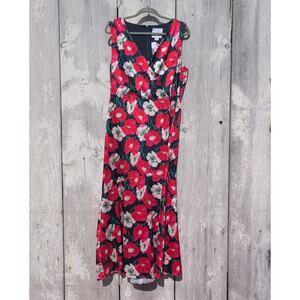 Sam Edelman Fuchia Navy Dopamine BloomCore V Neck Formal Maxi Dress Size 14